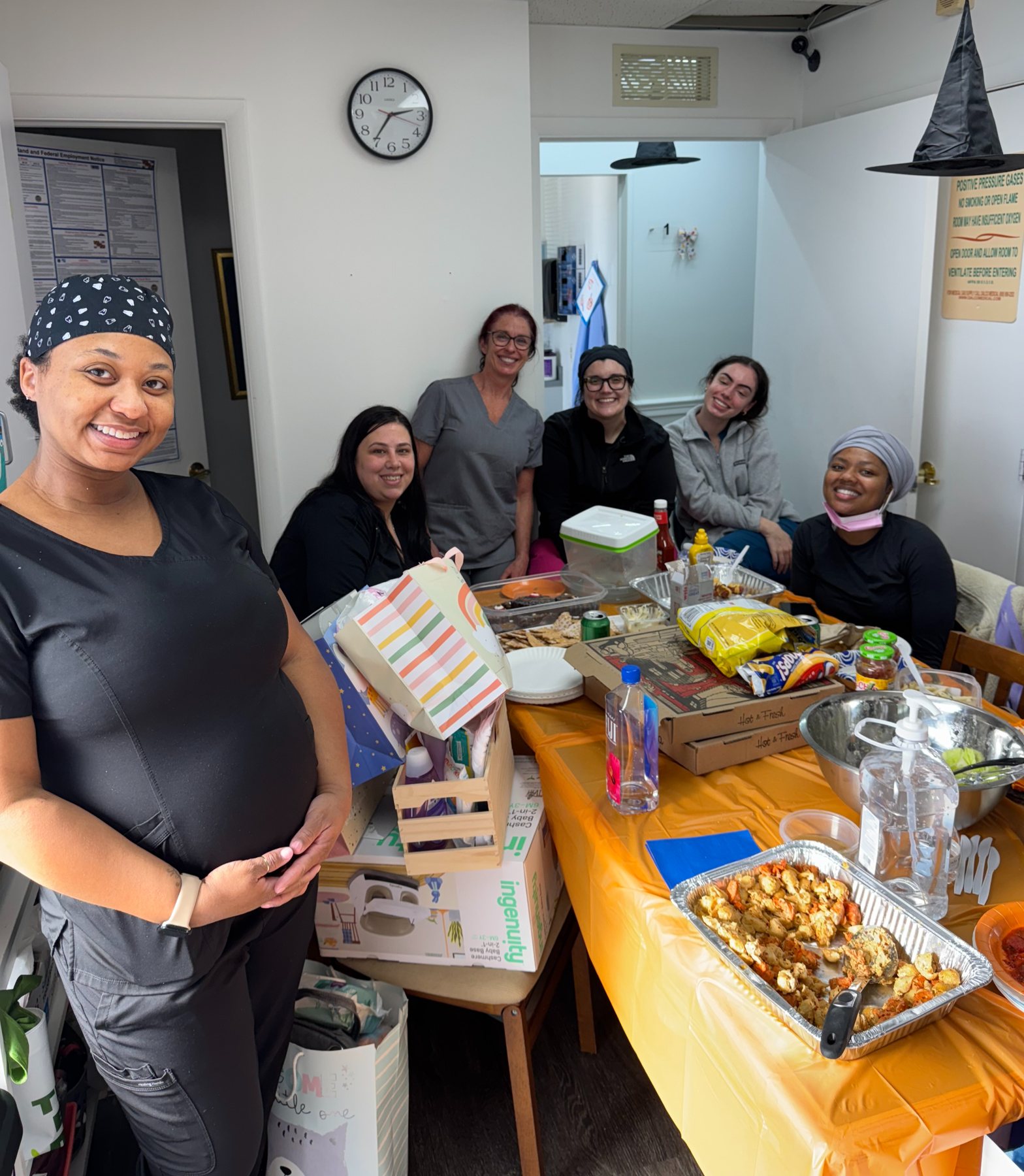 Parkville Family Dentistry team gathered for a Halloween baby shower
