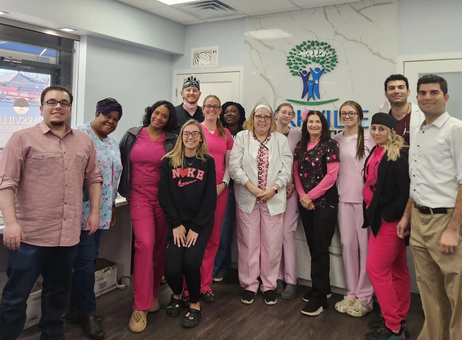 Parkville Family Dentistry team celebrating Chris and 25 years together